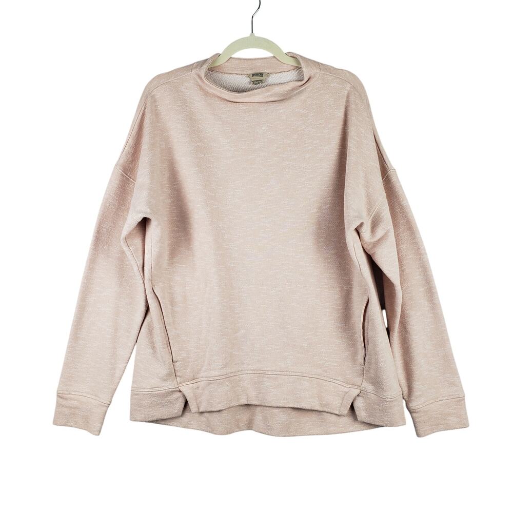 Duluth Trading Women's L Mock Neck Pullover Sweatshirt Light Dusty Pink Casual‎